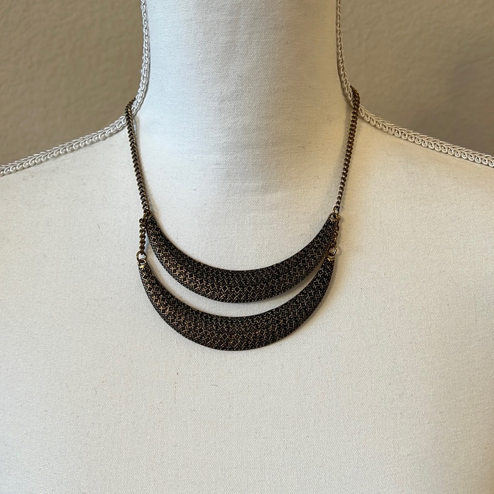Bronze statement bib necklace